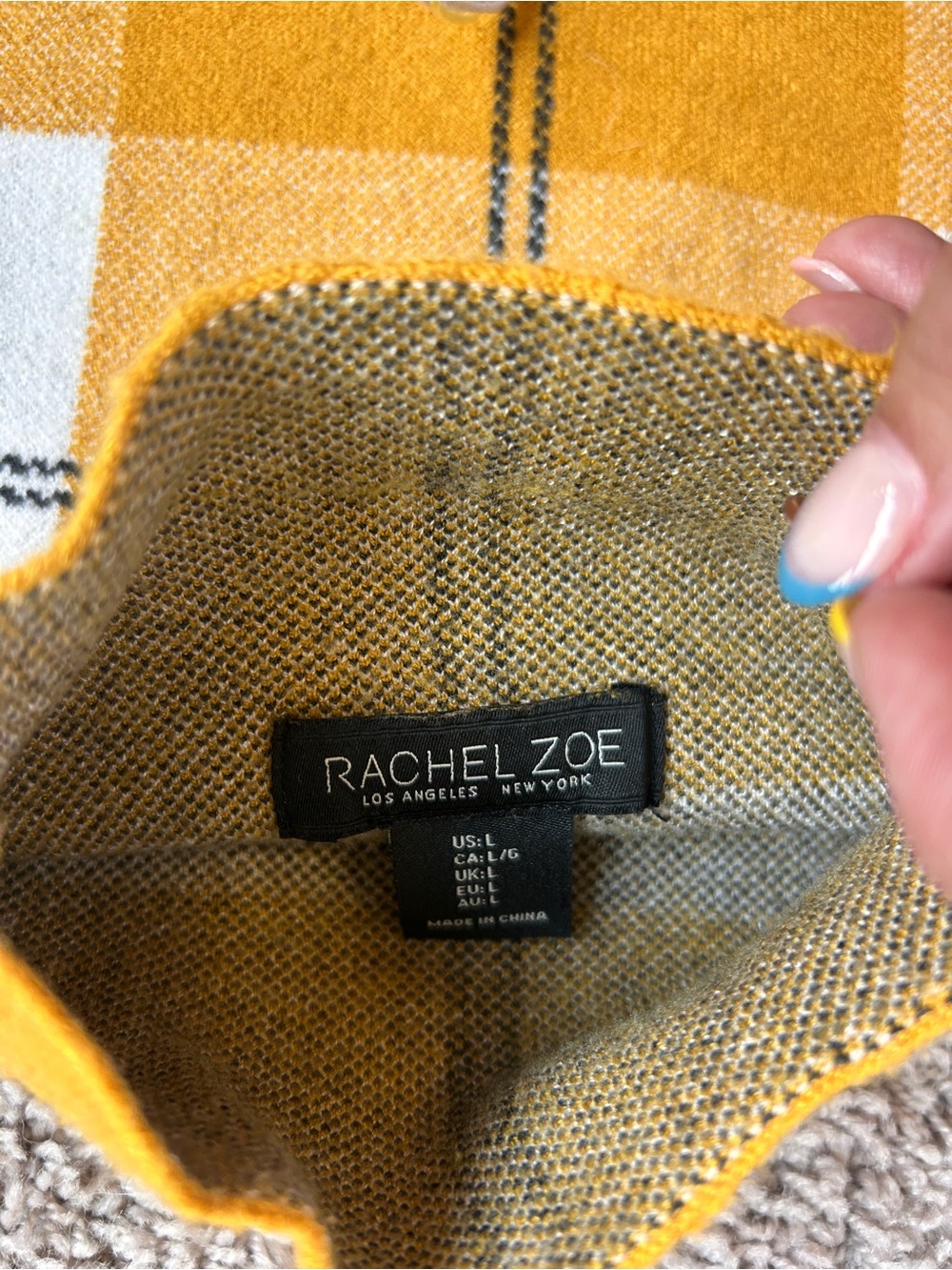 Rachel Zoe Mustard and Cream Plaid Turtleneck Sweater - Picture 3 of 3